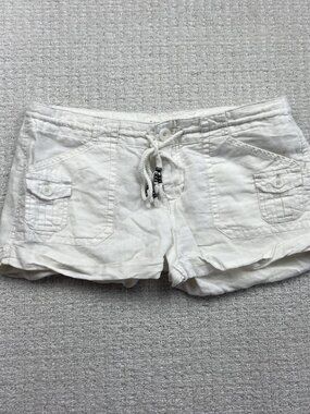 Vintage Y2K 2000s Aeropostale Mini Military Tech Cargo Linen Blend Skirt Sz 5/6